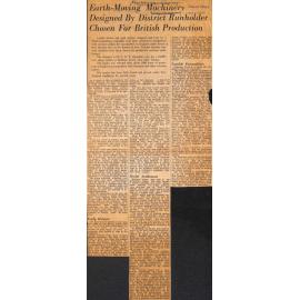 Earth-Moving Machinery Designed by District Runholder Chosen for British Production