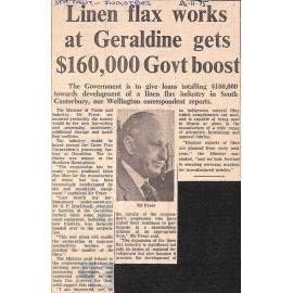 Linen flax works at Geraldine gets $160,000 Govt boost