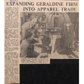Expanding Geraldine firm into apparel trade