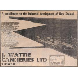 J Watties Canneries Ltd advertisement