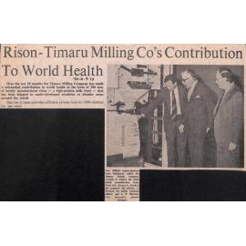 Rison-Timaru Milling Co's Contribution To World Health