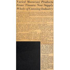 Varied Macaroni Products From Timaru Now Supply Whole Of Canning Industry