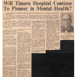 Will Timaru Hospital Continue To Pioneer in Mental health?