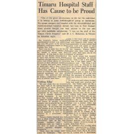 Timaru Hospital Staff has Cause to be Proud