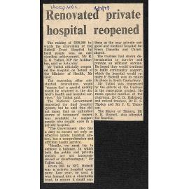 Renovated private hospital reopened