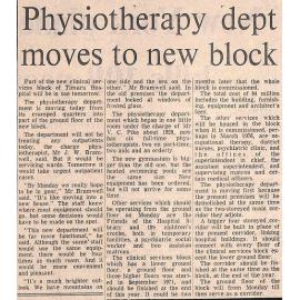 Physiotherapy dep moves to new block