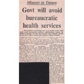Minister in Timaru: Govt will avoid bureaucratic health services
