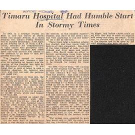 Timaru Hospital Had Humble Start In Stormy Times