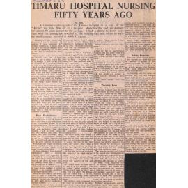 Timaru Hospital Nursing Fifty Years Ago