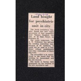 Land bought for psychiatric unit in city