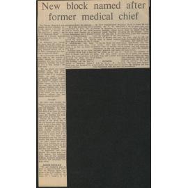New block named after former medical chief