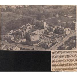 The progress of construction on the five-storeyed clinical services buidling