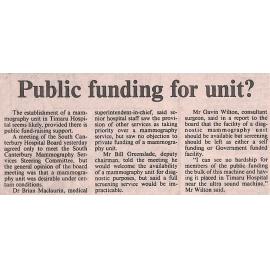 Public funding for unit?