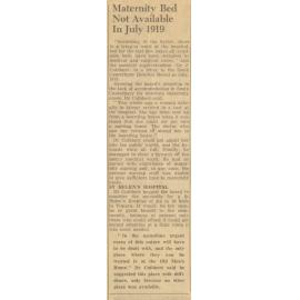 Maternity Bed Not Available In July 1919
