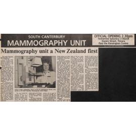 South Canterbury Mammography Unit: Mammography unit a New Zealand first
