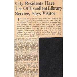 City Residents Have Use Of Excellent Library Service, Says Visitor