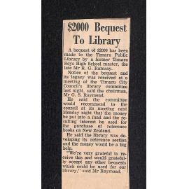 $2000 Bequest To Library