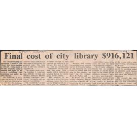 Final cost of city library $916,121