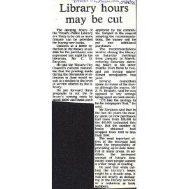 Library hours may be cut