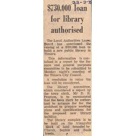 $730,000 loan for library authorised