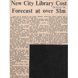 New City Library Cost Forecast at over $1m