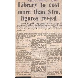 Library to cost more than $1m, figures reveal