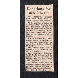 Donations for new library