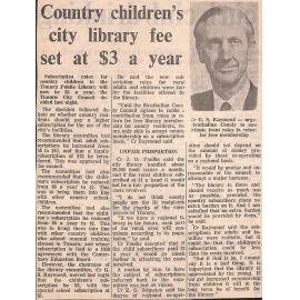 Country children's city library fee set at $3 a year