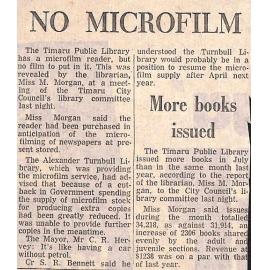 No microfilm / More books issued