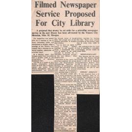 Filmed Newspaper Service proposed For City Library