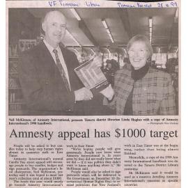 Amnesty appeal has $1000 target
