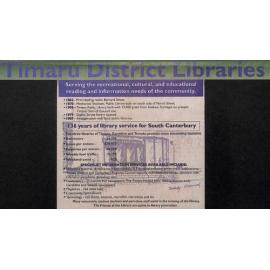 Timaru District Libraries: 136 years of library service for South Canterbury