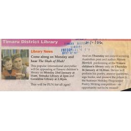 Library News: Come along on Monday and hear The Shah of Blah!