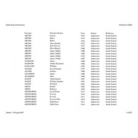 Timaru South School: Index to school records