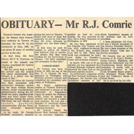 Obituary: Mr R J Comrie