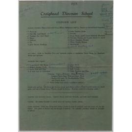 Craighead uniform list 1958