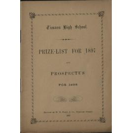 Timaru High School Prize List for 1897 and Prospectus for 1898