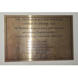 Chapman Block plaque TGHS