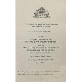 Invitation to the Official Opening of the Aigantighe Art Gallery Extension