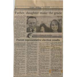 Father, daughter make the grade / Parent representative election results