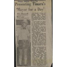 Presenting Timaru's 'Mayor for a Day': It's Russell McCone...