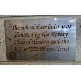 CBay wheelchair hoist plaque