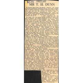 Obituary: Mr T H Dunn