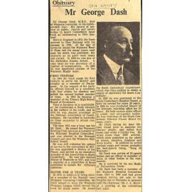 Obituary: Mr George Dash