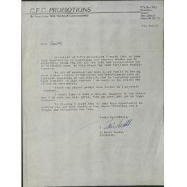 C.F.C. Promotions letter to Geoff Instone