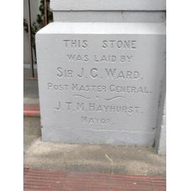 Temuka Post Office building foundation stone