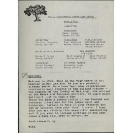 South Canterbury Genealogy Group Newsletter 1990