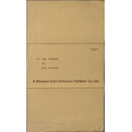 A Message from Dominion Fertiliser Co Ltd