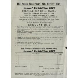 The South Canterbury Arts Society Annual Exhibition 1975 Regulations and Entry Form