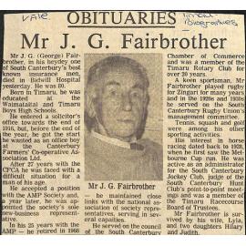 Obituary: Mr J G Fairbrother